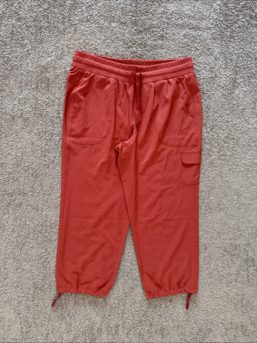 RBX Coral Red Cargo Capris with Drawstring Waist